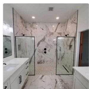 Enjoy the look of natural stone with the practicality of vinyl. Waterproof and easy to clean for worry-free bathrooms.